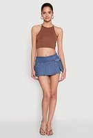 Womens Madden Girl Belt Detail Pleated Skort, Blue,