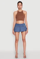Womens Madden Girl Belt Detail Pleated Skort, Blue,