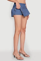 Womens Madden Girl Belt Detail Pleated Skort, Blue,