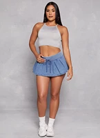Womens Almost Famous Denim Pleated Micro Mini Skort, Blue, Size M