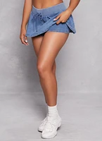 Womens Almost Famous Denim Pleated Micro Mini Skort, Blue, Size M