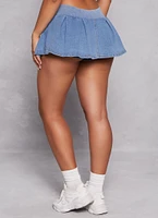Womens Almost Famous Denim Pleated Micro Mini Skort, Blue, Size M