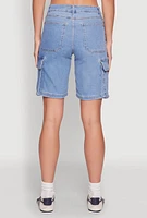 Womens Haute Monde Denim Cargo Bermuda Shorts, Blue,