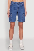 Womens Haute Monde Denim Cargo Bermuda Shorts, Blue,
