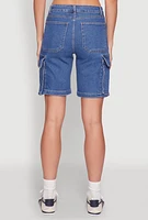 Womens Haute Monde Denim Cargo Bermuda Shorts, Blue,