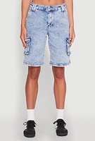 Womens WAX Mineral Wash Cargo Jorts, Blue,
