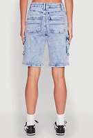 Womens WAX Mineral Wash Cargo Jorts, Blue,