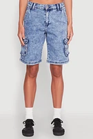 Womens WAX Mineral Wash Cargo Jorts, Blue, Size L