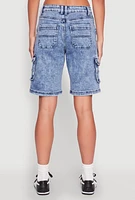 Womens WAX Mineral Wash Cargo Jorts, Blue, Size L