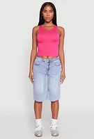 Womens WAX Raw Hem Jorts, Blue, Size S