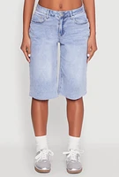 Womens WAX Raw Hem Jorts, Blue, Size S
