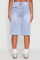 Womens WAX Raw Hem Jorts, Blue, Size S