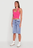 Womens WAX Raw Hem Jorts, Blue,