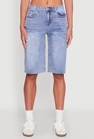 Womens WAX Raw Hem Jorts, Blue,