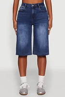 Womens WAX Raw Hem Jorts, Blue,