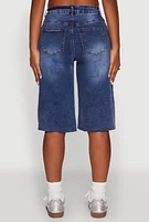 Womens WAX Raw Hem Jorts, Blue,