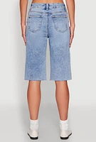 Womens WAX Distressed Raw Hem Jorts, Blue, Size S