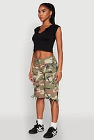 Womens Almost Famous Denim Camo Cargo Shorts, Green,