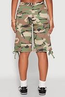 Womens Almost Famous Denim Camo Cargo Shorts, Green,