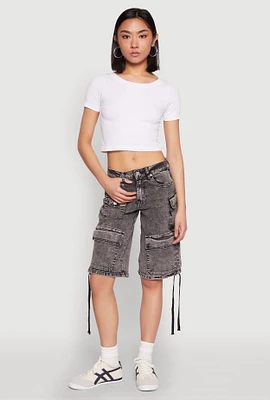Womens Almost Famous Cargo Skater Shorts, Grey, Size 13