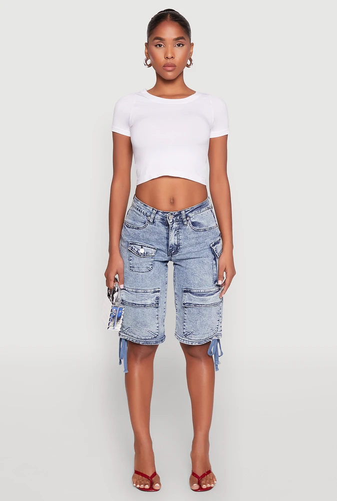 Womens Almost Famous Cargo Skater Shorts, Blue,