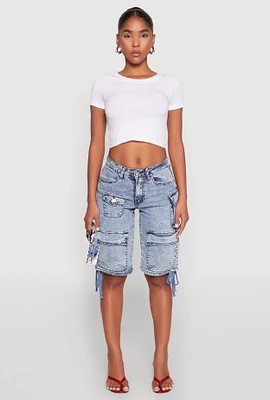 Womens Almost Famous Cargo Skater Shorts, Blue,