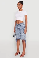 Womens Almost Famous Cargo Skater Shorts, Blue,