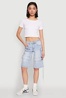 Womens Almost Famous Cargo Skater Shorts, Blue,