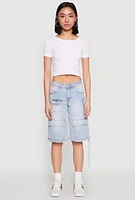 Womens Almost Famous Cargo Skater Shorts, Blue,