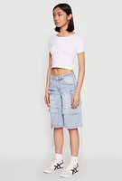 Womens Almost Famous Cargo Skater Shorts, Blue,