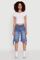 Womens Madden Girl Denim Bermuda Shorts with Cargo Pockets, Blue,