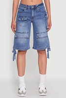 Womens Madden Girl Denim Bermuda Shorts with Cargo Pockets, Blue,