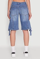 Womens Madden Girl Denim Bermuda Shorts with Cargo Pockets, Blue,