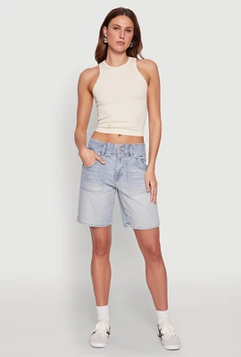Womens Madden Girl Denim Bermuda Shorts, Blue,