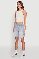 Womens Madden Girl Denim Bermuda Shorts, Blue,