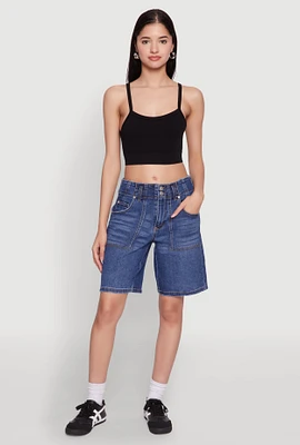 Womens Madden Girl Denim Bermuda Shorts, Blue,