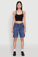 Womens Madden Girl Denim Bermuda Shorts, Blue,