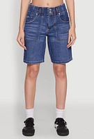 Womens Madden Girl Denim Bermuda Shorts, Blue,