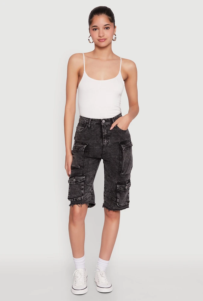 Womens Daisy Mineral Wash Cargo Bermuda Shorts,