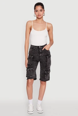 Womens Daisy Mineral Wash Cargo Bermuda Shorts,