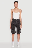 Womens Daisy Mineral Wash Cargo Bermuda Shorts,