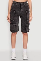 Womens Daisy Mineral Wash Cargo Bermuda Shorts,