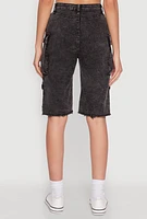 Womens Daisy Mineral Wash Cargo Bermuda Shorts,