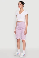 Womens Daisy Mineral Wash Cargo Bermuda Shorts, Purple, Size L