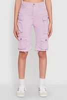 Womens Daisy Mineral Wash Cargo Bermuda Shorts, Purple, Size L