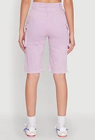 Womens Daisy Mineral Wash Cargo Bermuda Shorts, Purple, Size L