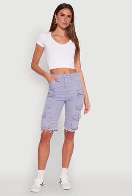 Womens Daisy Mineral Wash Cargo Bermuda Shorts,