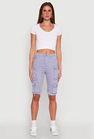 Womens Daisy Mineral Wash Cargo Bermuda Shorts, M