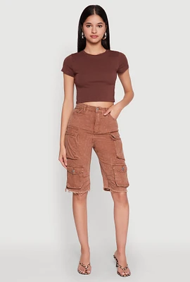 Womens Daisy Mineral Wash Cargo Bermuda Shorts, L