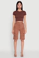 Womens Daisy Mineral Wash Cargo Bermuda Shorts, L